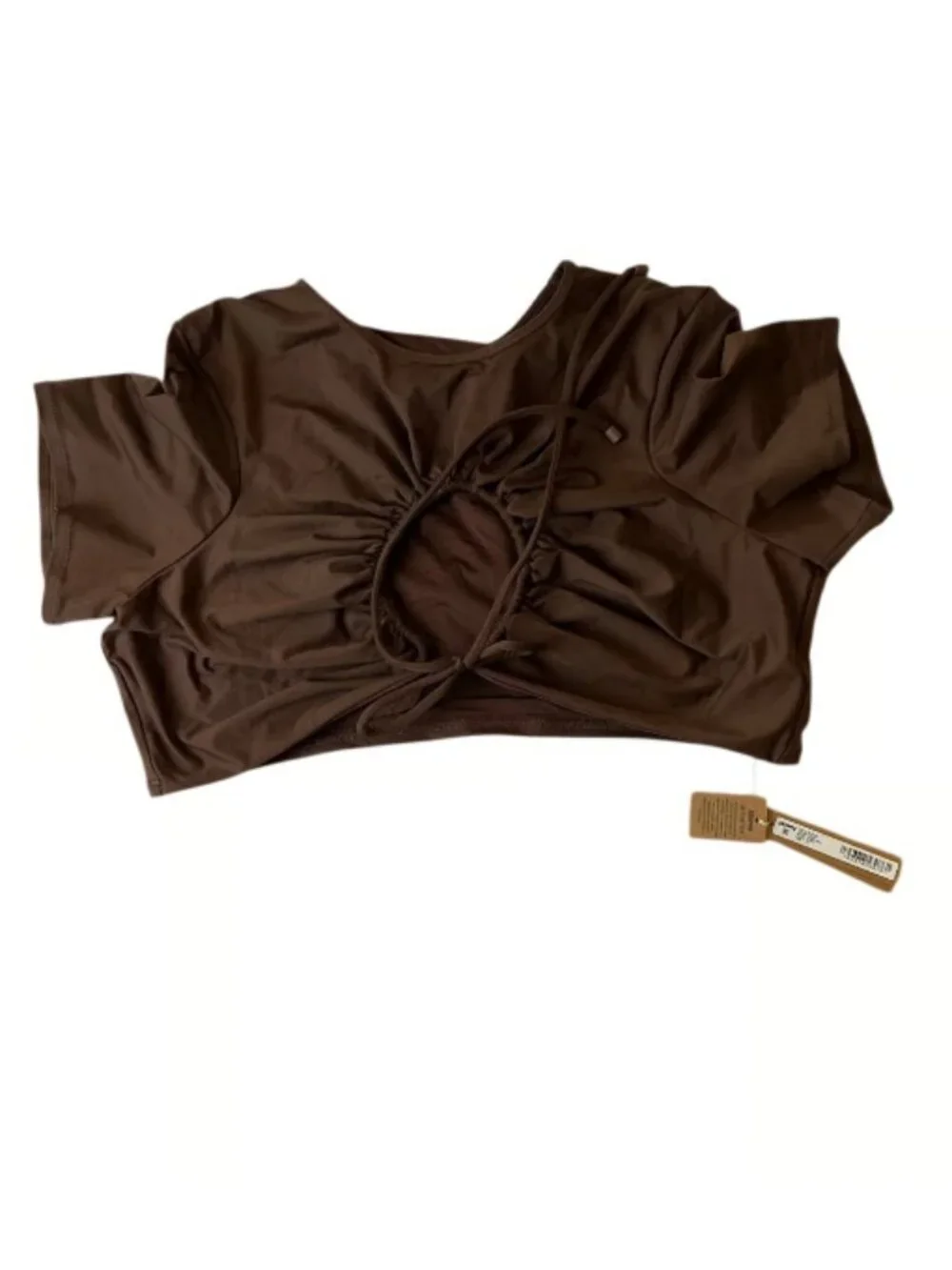 SKIMS Swim Ruched T Shirt Cocoa 3X Lightweight Swimwear Top (Lot #1007)